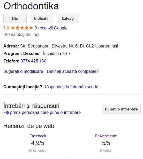 Rezultat Google cu recenzii de la PeAlese.com